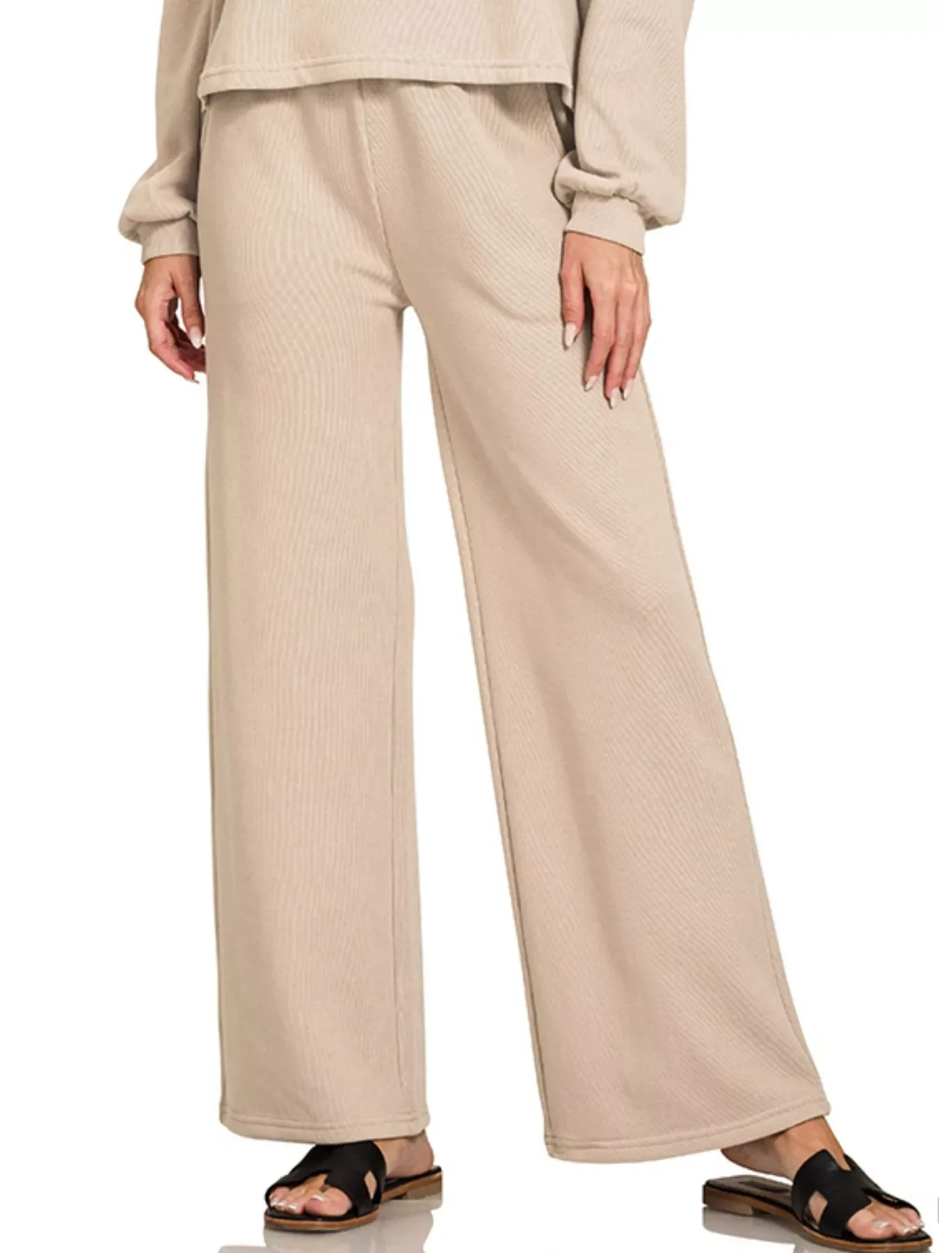 Zenana French Rib Pullover and Pants Set - Image 3