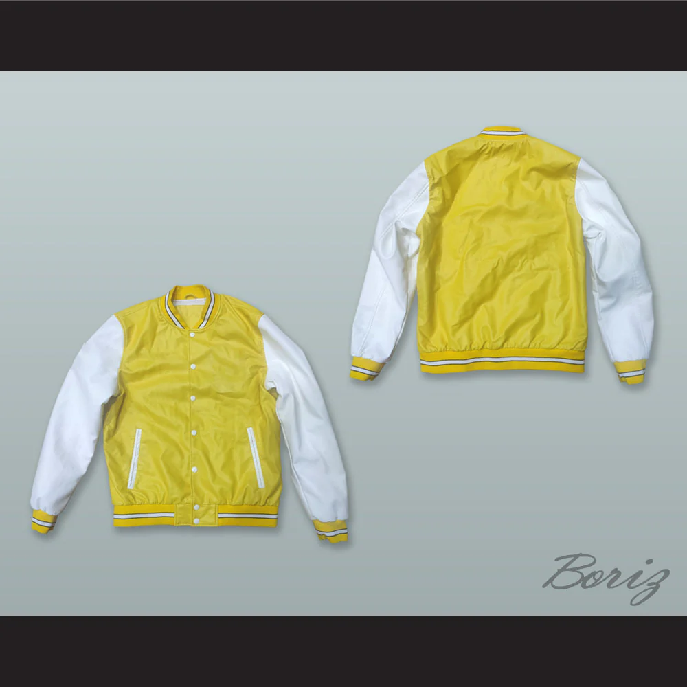 Yellow and White Lab Leather Varsity Letterman Jacket 2 - Image 4
